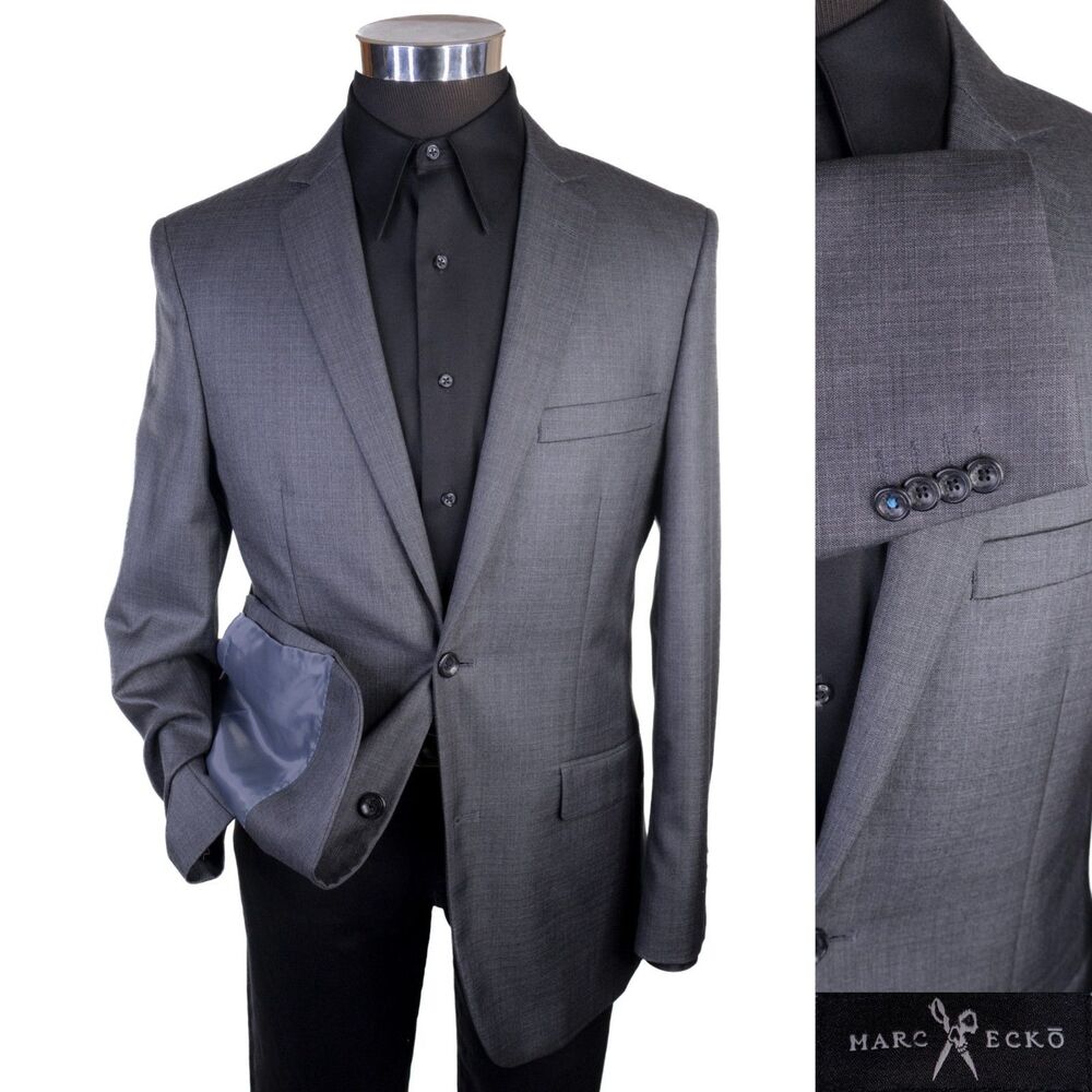 Marc Ecko Blazer Sport Coat Sz 38R Gray Poly Blend Two Button Jacket